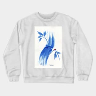 Feelin' Blue - Watercolor Ladybug & Bamboo Painting Crewneck Sweatshirt